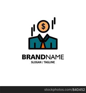 Businessman, Dollar, Man, Money Business Logo Template. Flat Color