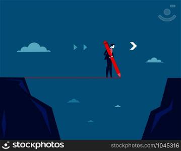 Businessman draw line with pencil. Concept business vector.