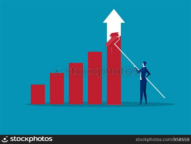 Businessman Drawing Financial Bar Graph Finance Success Concept .Vector Illustration