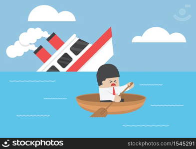 Businessman escape from the shipwreck, VECTOR, EPS10