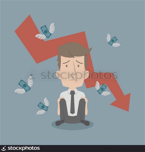 Businessman fail and money flying , eps10 vector format