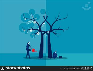 businessman failure and growth compare invesment vector illustrator.