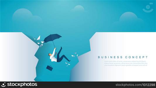 businessman falls into the abyss crisis bankruptcy. vector illustration eps10