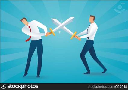 businessman fighting with swords business concept vector illustration EPS10