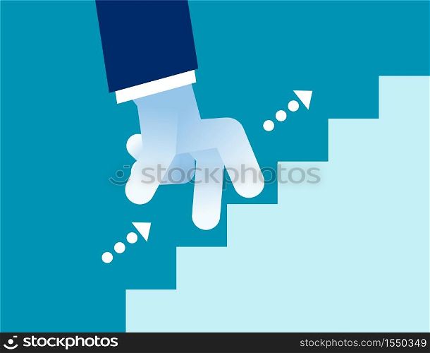 Businessman fingers up stair. Concept business vector, Successful, Growth, Achievement