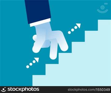Businessman fingers up stair. Concept business vector, Successful, Growth, Achievement