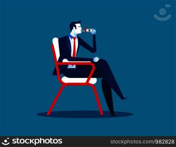 Businessman fire cigar with money. Concept business illustration.