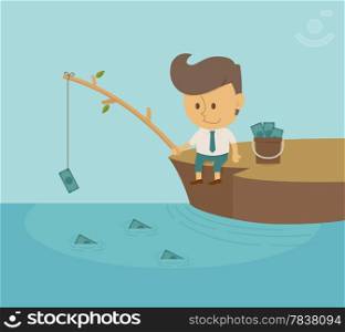 Businessman fishing dollar , eps10 vector format