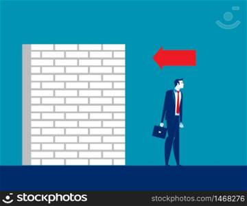 Businessman give up on obstacles. Concept business vector, Risk, Wall