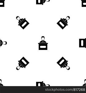 Businessman giving a presentation pattern repeat seamless in black color for any design. Vector geometric illustration. Businessman giving presentation pattern seamless black