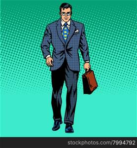 businessman goes forward the business concept of movement retro style pop art