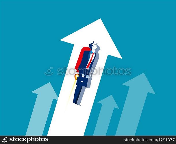 Businessman growth workers. Concept business flying up vector illustration, Flat character style, Cartoon business design.