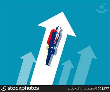 Businessman growth workers. Concept business flying up vector illustration, Flat character style, Cartoon business design.