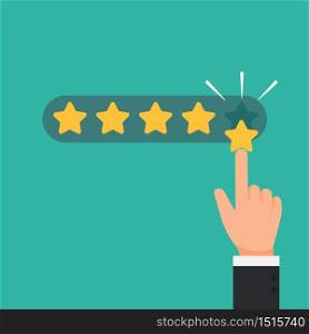 Businessman hand giving five star rating good feedback concept vector illustration flat style
