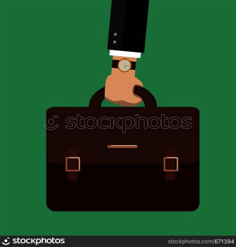 Businessman hand holding briefcase. Vector illustration. Bussiness, hand holding briefcase. Vector Business illustration