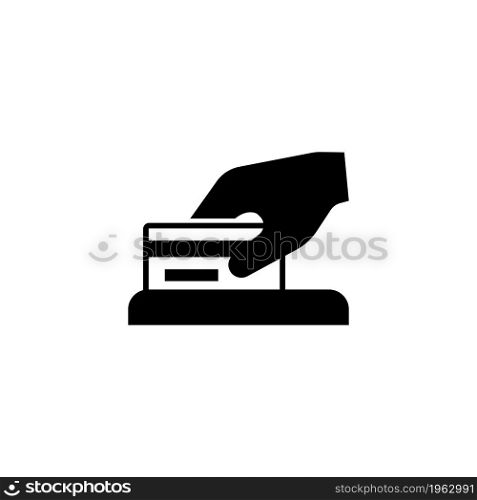 Businessman Hand Holding Credit Card vector icon. Simple flat symbol on white background. Businessman hand holding credit card