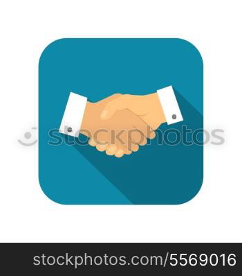 Businessman handshake concept flat icon vector illustration