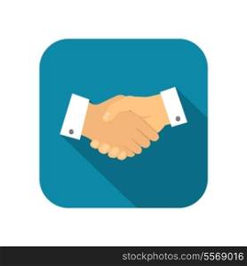 Businessman handshake concept flat icon vector illustration