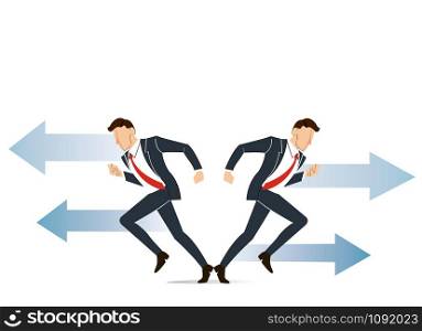 businessman has to make decision which way to go for his success vector illustration
