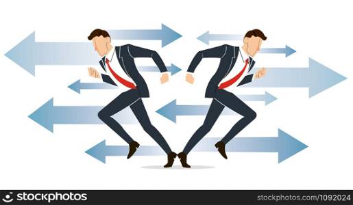 businessman has to make decision which way to go for his success vector illustration