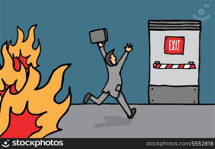 Businessman heading for emergency exit