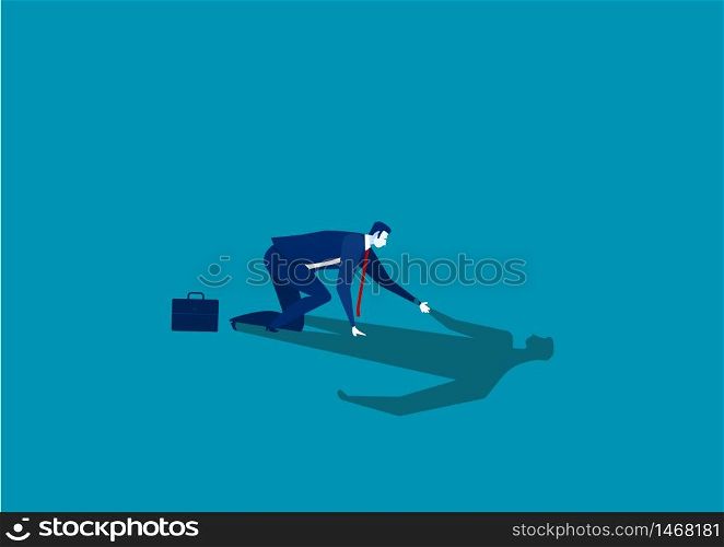 businessman helping his own shadow to stand up.concept business fail vector.