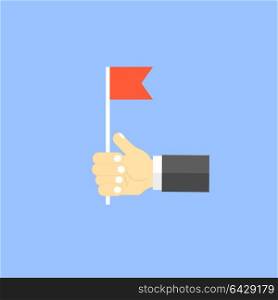 Businessman holding a red flag. . Businessman holding a red flag. Vector illustration .