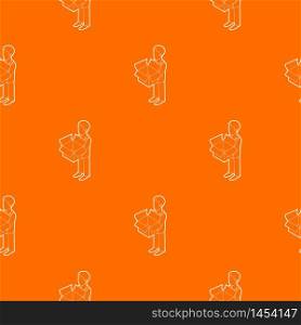 Businessman holding an outline box pattern vector orange for any web design best. Businessman holding an outline box pattern vector orange