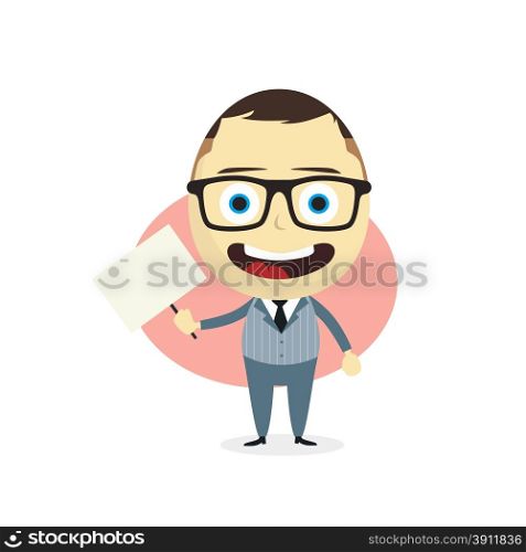 businessman holding blank sign cartoon character theme vector art illustration. businessman holding blank sign
