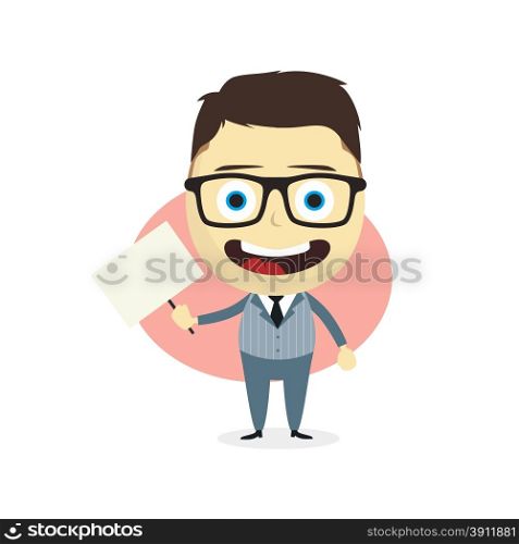 businessman holding blank sign cartoon character theme vector art illustration. businessman holding blank sign