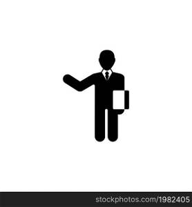 Businessman Holding Folder. Flat Vector Icon illustration. Simple black symbol on white background. Businessman Holding Folder sign design template for web and mobile UI element. Businessman Holding Folder Flat Vector Icon