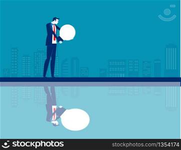 Businessman holding light bulb and shadows. Concept business vector illustration.