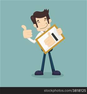 Businessman holding like thumbs up , eps10 vector format