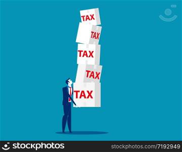 Businessman holding tax. Concept business vector illustration, Debt, Loan.