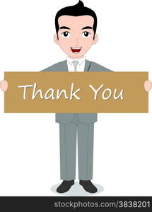Businessman holding Thank you note