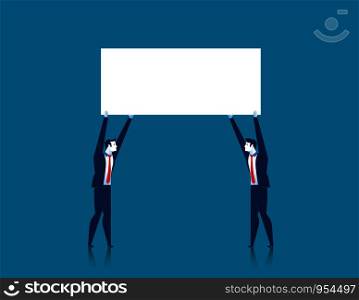 Businessman holding the empty sign. Concept business illustration. Vector