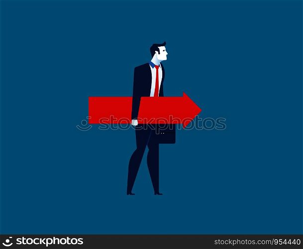 Businessman holding the red arrow. Concept business illustration. Vector