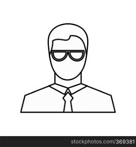 Businessman icon in outline style isolated on white background. People symbol vector illustration. Businessman icon, outline style