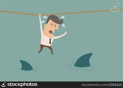 Businessman in a risky situation , eps10 vector format