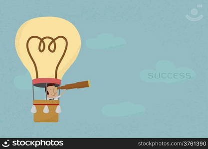 Businessman in balloon search to success , eps10 vector format