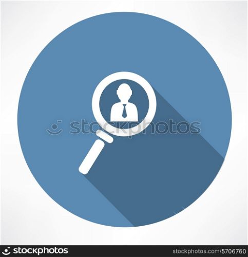 businessman in the magnifying glass icon. Flat modern style vector illustration