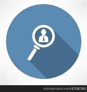 businessman in the magnifying glass icon. Flat modern style vector illustration