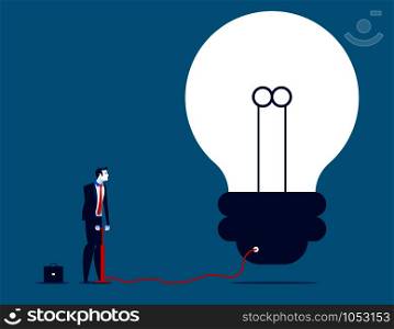 Businessman inflating bulb. Concept business vector illustration.
