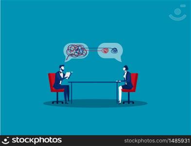 businessman interview to manager with have noted about her attitude. Vector Illustration.