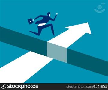 Businessman jumping over gap on way to success, Concept business solving problem vector illustration, Flat business character, Cartoon style design.