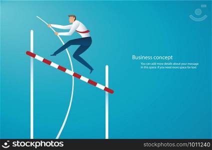 businessman jumping with pole vault to reach the target. vector illustration