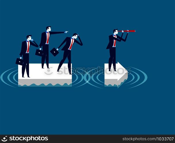 Businessman leader looking direction for success. Concept business vector.