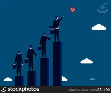 Businessman leadership pointing the target. Concept business illustration. Vector