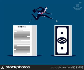 Businessman leaping from loss to profit. Concept business vector illustration.