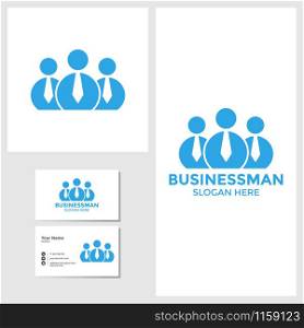 Businessman logo design inspiration with business card mockup vector. Businessman logo design inspiration with business card mockup